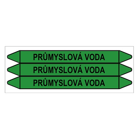 Značení potrubí, průmyslová voda,3 ks, 355 × 37 mm